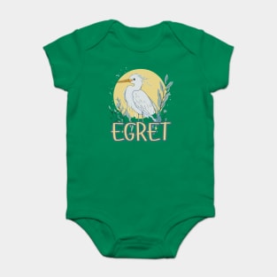 Elegant Egret Illustration with Soft Pastel Vintage Look Baby Bodysuit